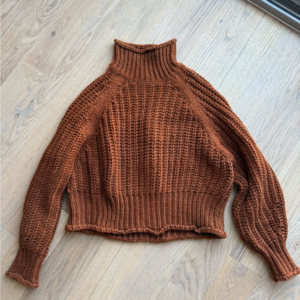H&M Chunky Knit Turtleneck Sweater - Brown